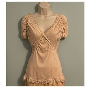 Glam Cashmere peasant top with lace detail